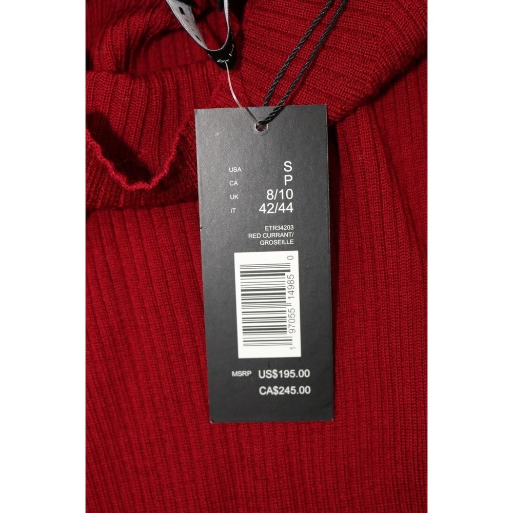 Elie Tahari Raspberry Mock Neck Ribbed Sweater Top Merino Wool Sz S - Picture 10 of 12